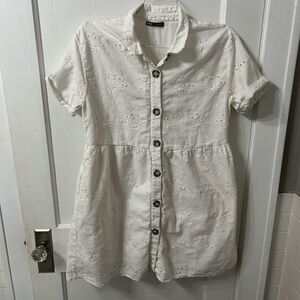 Zara White Button-Up Dress